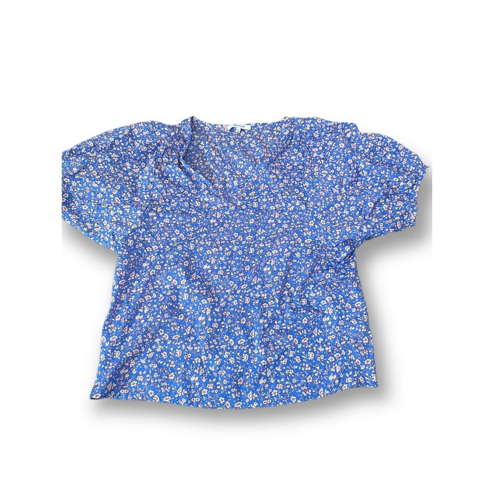 Madewell V-Neck Puff-Sleeve Top‎ in Summer Vines -Size-  Medium